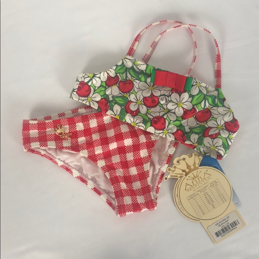 ArinA Festivita 2pc red/white size 6 swimsuit NWT